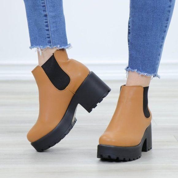 Chunky 90s Grunge Heel lug Platform booties - Picture 11 of 12